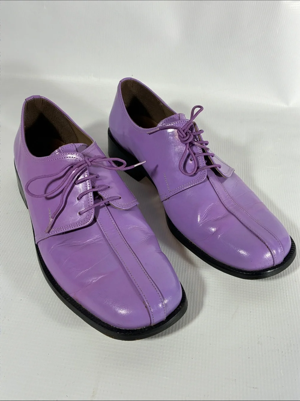 Men's Purple Leather Lace-Up Derby Shoes
